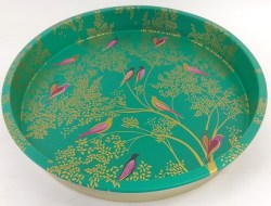 SM6971px_ Green Birds in Trees Tea Tray- Sara Miller